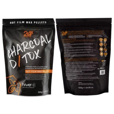 HIVE OF BEAUTY Hive Hot Film Wax Pellet -Charcoal Detox 24k Wax Sensitive Intimate NXT DAY POST