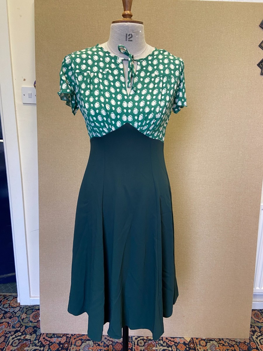 house of foxy 1940s Grable Dress in Emerald Deco Size BNWT UK