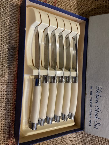 Vintage Federal Cutlery Edelstahl 6-teiliges Steakmesser Set Griffe Tablett Japan Box - Bild 2 von 5