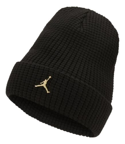 Nike Jordan Jumpman Unisex Waffle Knit Cuffed Beanie Hat (Black/Gold) DM8272-010 - Picture 1 of 2