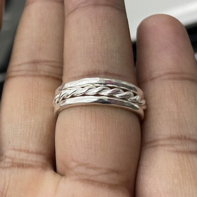 Solid 925 Sterling Silver Band Ring Statement Handmade Jewelry