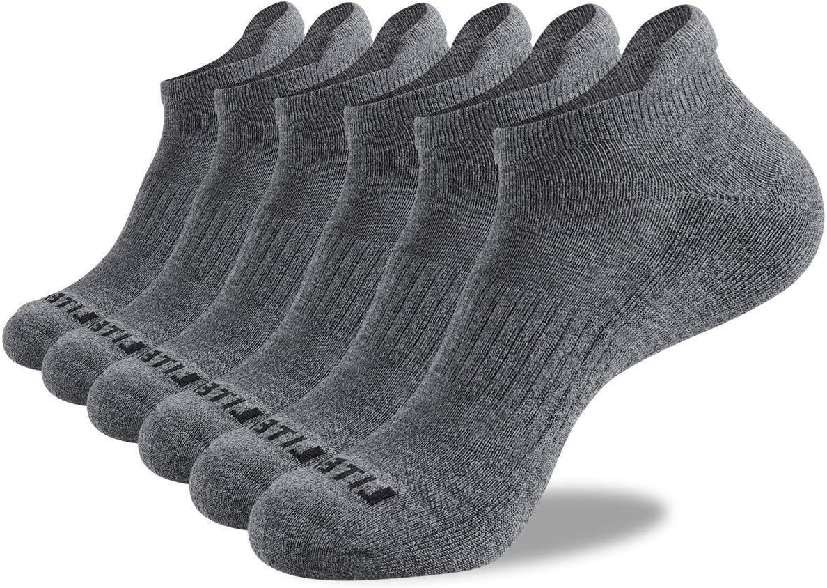 Mens Ankle Socks 6 Pack Low Cut Athletic Running Cushioned Tab Socks-image