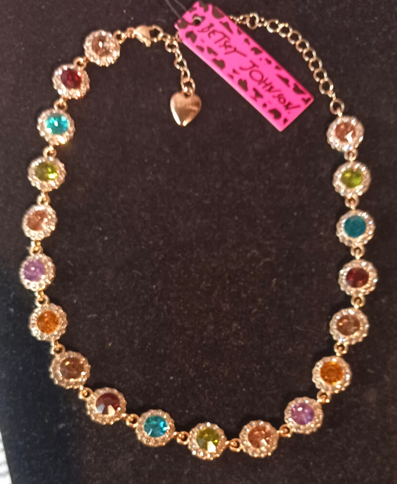 Collar Colorido Redondo Arco Iris Joyas Gargantilla Estrás Pavé Betsey Johnson Foto 4 de 4