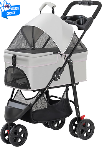 Portable Pet Stroller for Small Medium Dogs Cats Foldable Jogger Carrier Grey