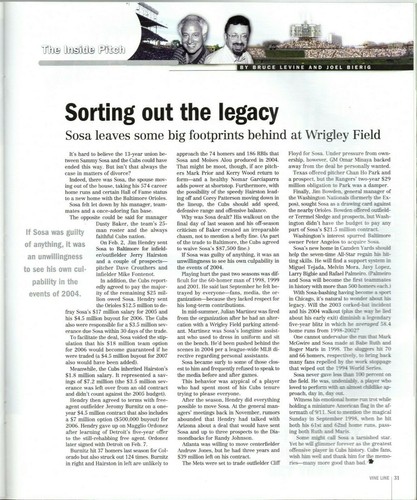 2005 (marzo) Revista de béisbol Chicago Cubs Vine, Sammy Sosa, despedida Sammy ~ en muy buen estado - Imagen 4 de 12