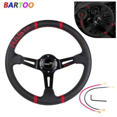 14''RASTP Dish Drifting Sport Steering Wheel Aluminum Surface Racing Black