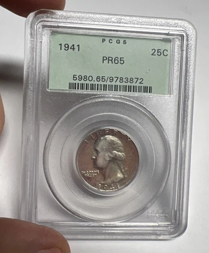 1941 PCGS PR65 OGH (3.1) Washington Silver Quarter Proof coin 25c