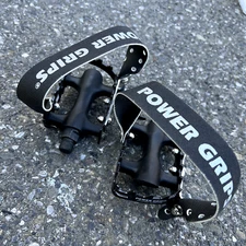 NOS Power Grips Toe Strap Pedals Vintage MTB Mountain Bike Black Retro Gravel