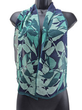 Jones New York Scarf Green Floral Leaf Pattern Sheer 9/48"