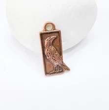 4 Raven Charms, Bird Earring Charms,  Antique Copper 25x10mm G36875