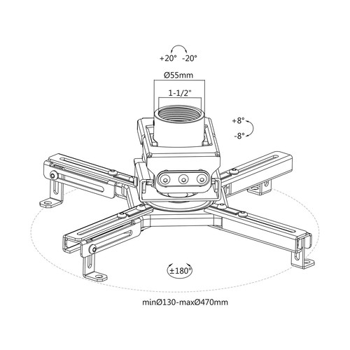 Supporto Staffa per proiettore a soffitto regolabile in acciaio inclinabile 35Kg - Imagen 9 de 10
