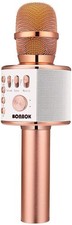 BONAOK Wireless Bluetooth Karaoke Microphone,3-in-1 Portable Rose Gold