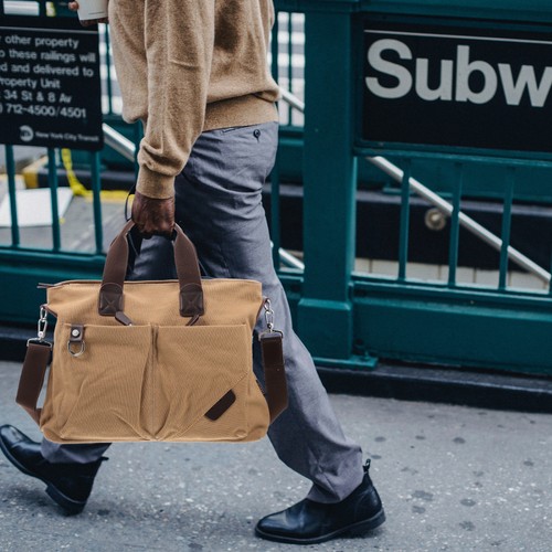 Simple Men Bag Men Shoulder Bag Canvas Crossbody Pack - Picture 8 of 12