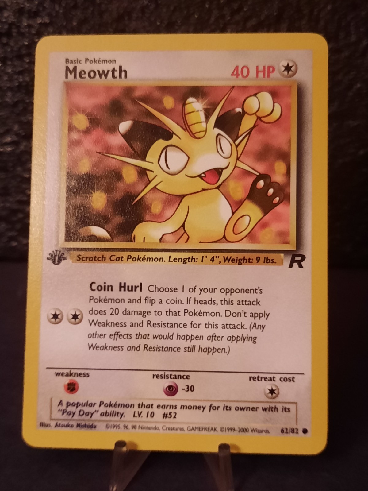 Pokémon Team Rocket 1st Edition Regular Finish Meowth 62/82 NM-MT
