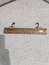 Vintage WOOD BRASS TIE RACK Closet Organizer Wall Mount 36 Ties 4 Belt Hooks