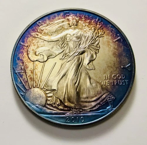Toned 2010 American Silver Eagle 1oz Silver MONSTER Toner Bullseye Target Toning