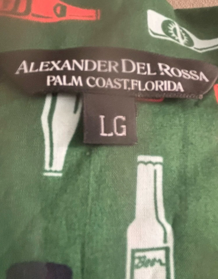 Alexander Del Rossa Mens Button Down Pajama Top ONLY Beer Mugs Bottles Green LG - Image 4 of 4