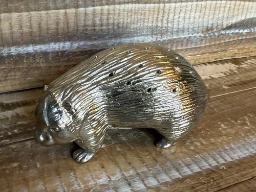 Vintage KI Porcupine Toothpick Holder Silver Plated Japan