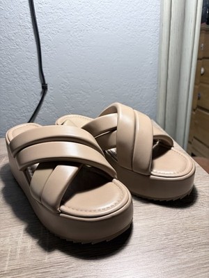 Just Fab Puffy Slide Sandals Women s 8.5 Beige