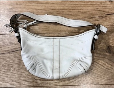 Vintage COACH White Leather Y2K Mini Soho Hobo Shoulder Bag Purse 