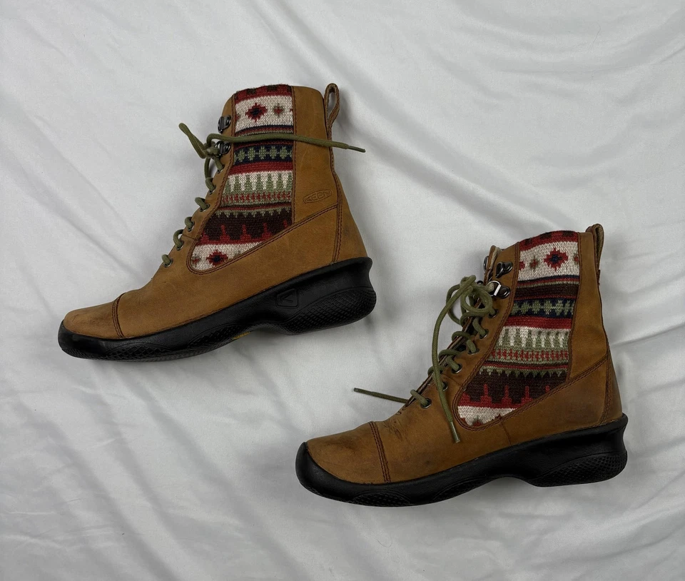 Botas Keen para mujer talla 7 cuero marrón Fair Isle tejidas con cordones senderismo 1011457 Foto 2 de 4