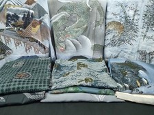 Vintage Men  s Nagajuban Robes  Hand-Painted Silk  Dragons, Lion, Landscapes