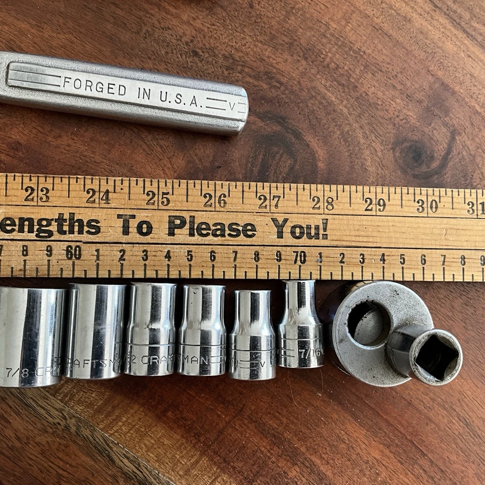 Vintage Craftsman V Series 1/2" Drive 15 pc SAE 12 Point Socket Set USA Made - Image 3 of 4