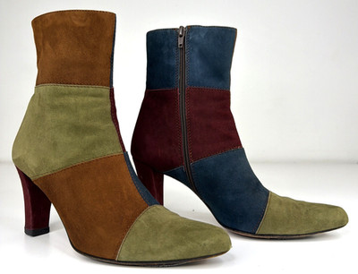 VTG Y2K Todd Oldham x Lerre Italy Patchwork Suede Heel Boots IT 40/US 9/9.5 READ