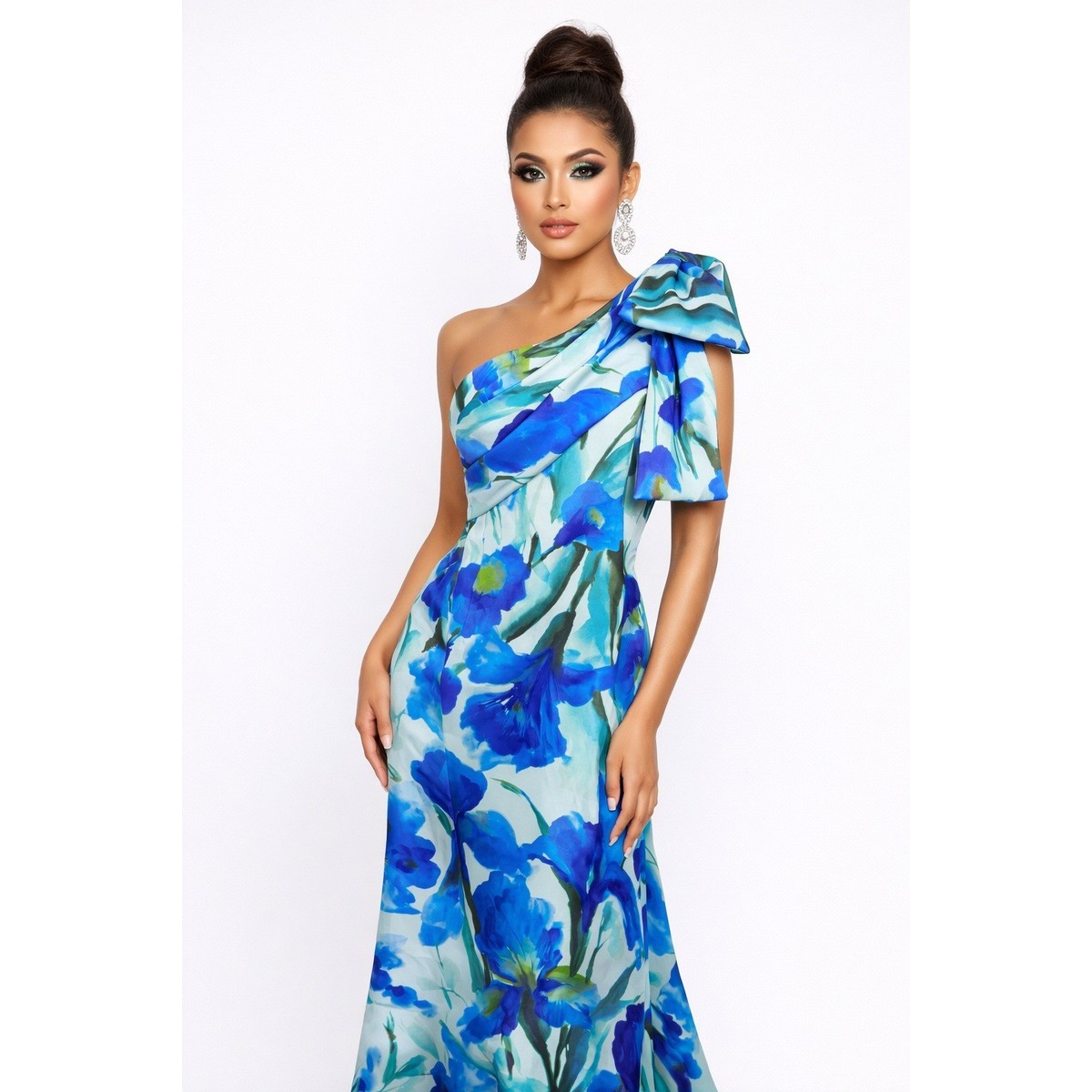 Adrianna Papell Floral One Shoulder Bow Accent Scuba Gown Size 10 NWT | eBay