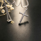 David Yurman Silver Cross Necklace 3mm Chain 17.7+2in Extendable Chain — photo 3