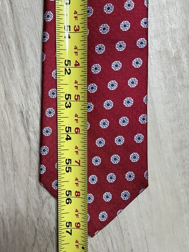 Cravatta Brooks Brothers in seta motivo geometrico rosso blu floreale 57”x3,25” designer - Foto 13 di 14