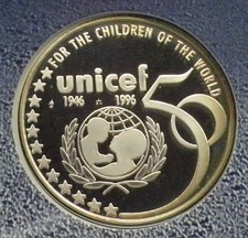 1996 Belgium 5 ECU Silver Coin, UNICEF 50th Anniversary, Royal Mint Folder. BB31