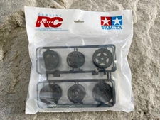 TAMIYA RC 1/10 BLACK WHEEL SET (4) BLOCKHEAD MOTORS GRASSHOPPER FROG HORNET TRF
