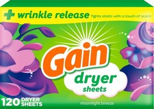 Dryer Sheets Wrinkle Release Moonlight Breeze Scent 120 Count Laundry Softener