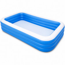  Rectangular Inflatable Family Swimming Pool Blue Garden Pool 305cm