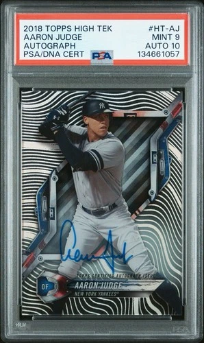AARON JUDGE 2018 TOPPS TEK AUTO ON CARD PSA 9 AUTO 10 NEW YORK YANKEES