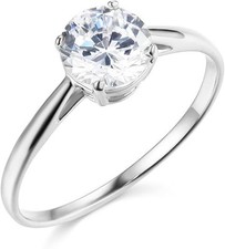 1 Ct Round 14K White Gold Created Diamond Solitaire Engagement Wedding Ring