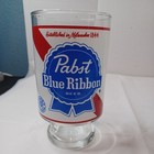 1970's Extra Large Pabst Blue Ribbon 28 oz Beer Glass 7” tall PBR Footed Base — photo 1