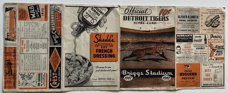 1947 Official DETROIT TIGERS SCORE CARD-BRIGGS STADIUM -RARE! - Image 4 of 4