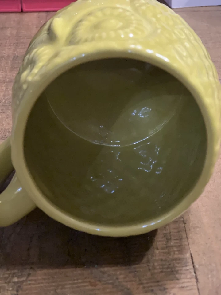 West Elm Owl Large Mug Chartreuse, ￼Green EUC Glossy - Image 4 of 4