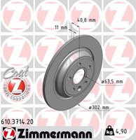 2X Bremsscheibe Coat Z Zimmermann 610.3714.20 FüR V60 S60 Volvo V70 XC70 S80 157