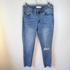 Vervet Blue Jeans Womens Size 28 Mid Rise Crop Skinny Frayed Hem Light Wash EUC