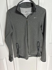 Nike Dri-FIT Gray Full-Zip Athletic Jacket Medium 390