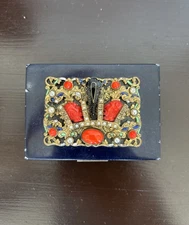 Unique Vintage Powder Compact With Bejeweled Top