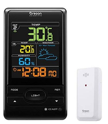 Oregon Scientific Wetterstation Farbdisplay Funkuhr mit Thermo-Hygro-Sonde