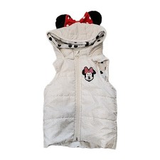 Disney Puffer Vest Minnie Mouse 12 Month Girls White Black Polka Dots