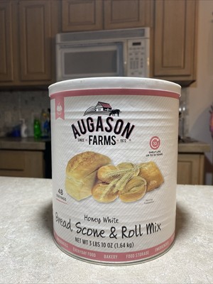Augason Farms Honey White Bread Scone & Roll Mix 3 lbs 10 oz No. 10 Can