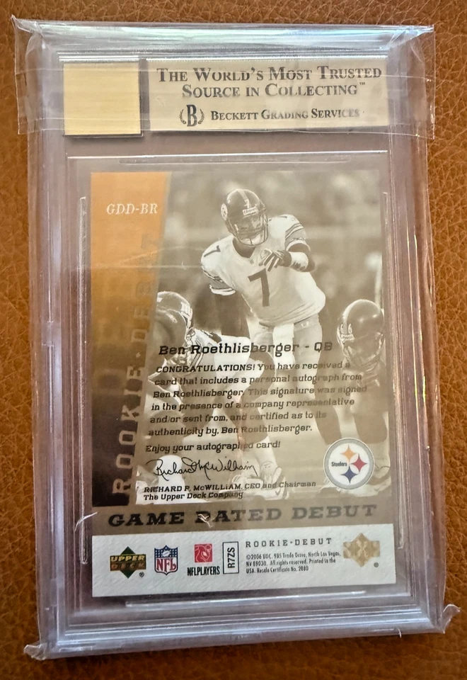 BEN ROTHLISBERGER 2006 UD ROOKIE GAME DATED DEBUT AUTOGRAPH - BGS 9.5 - AUTO 10 - Image 2 of 3