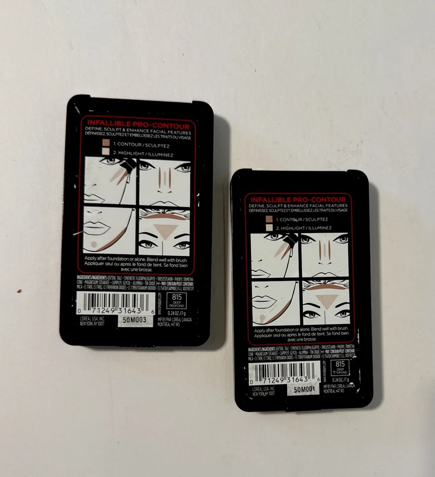 L'Oreal Infallible Pro-Contour Contour & Highlight Palette Deep #815 New 2-Pack - Image 2 of 2