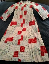 Rare Vintage 70s Long Maxi Cotton dress Star Floral Patchwork Print Boho Retro-M